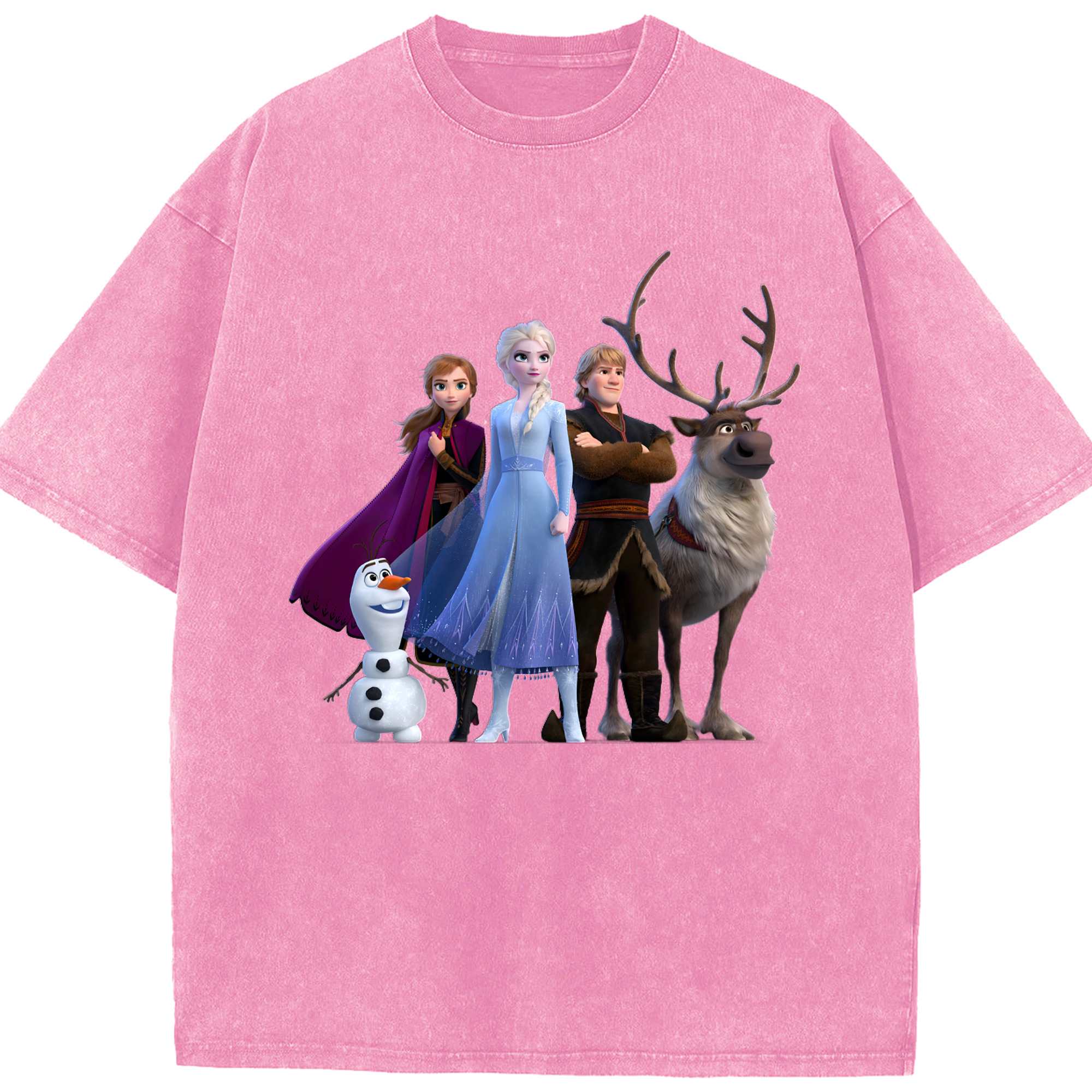 （画像用） アナと雪の女王 アンナ エルサ Frozen Anna Elsa 綿100% ヴィンテージ風 半袖Tシャツ（フロントプリント）